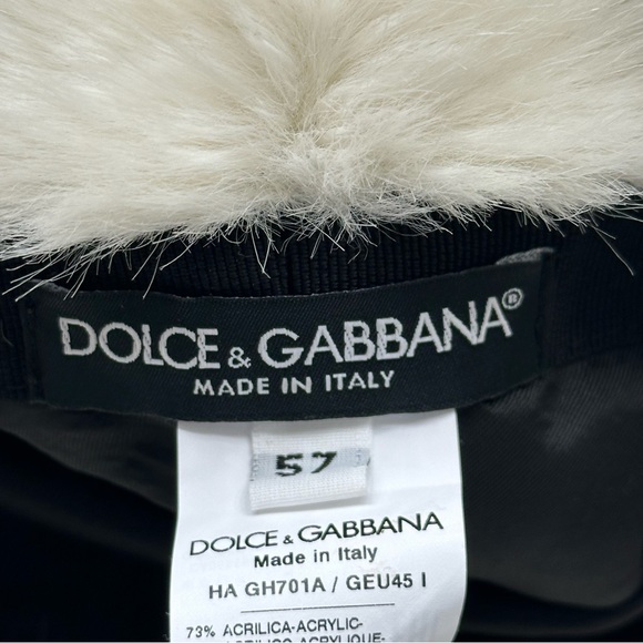 RARE Dolce & Gabbana Logo Black White Fur Bucket Hat - Picture 8 of 10